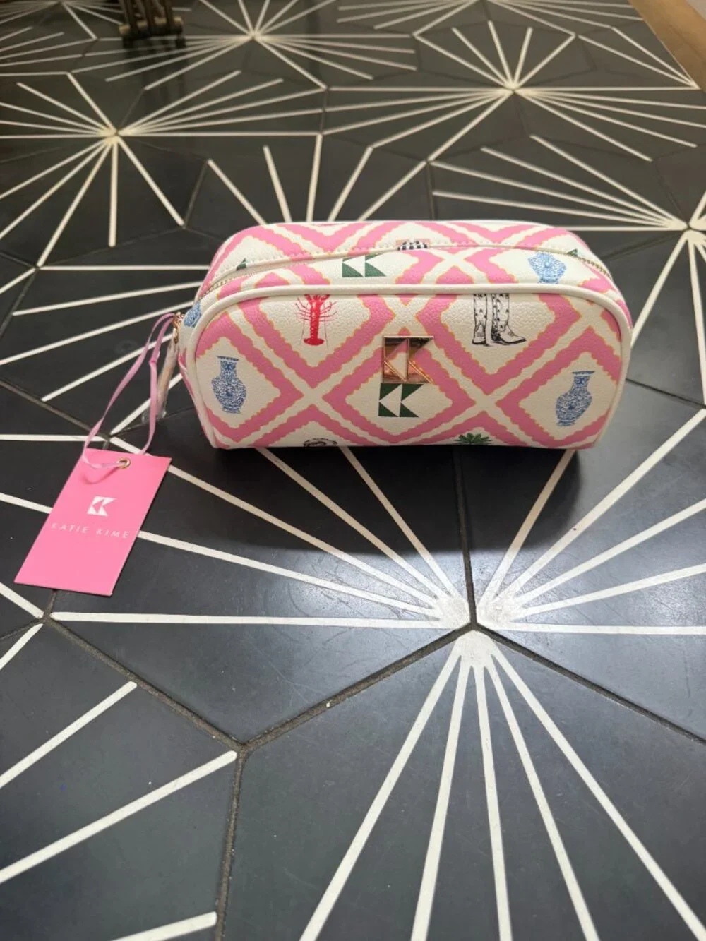 NWT Katie Kime Petite Accessory Zip Bag in Story Pattern